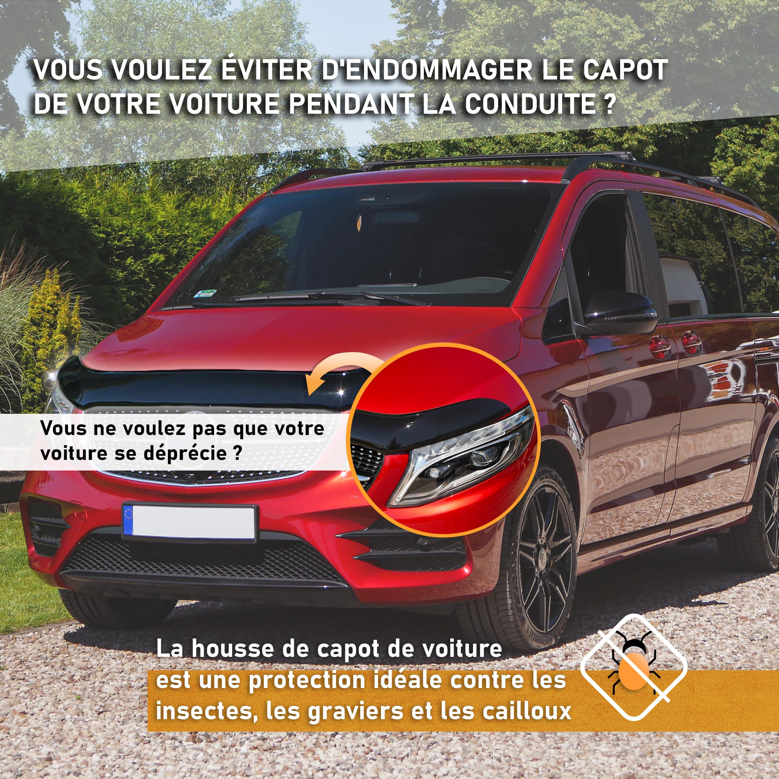 CHROMEMASTER | Protection Contre les Gravillons ; Protège-capot Compatible avec Citroën Berlingo à partir de 2019 | ABS Noir | Le Déflecteur de Capot Protège Contre les Projections de Graviers