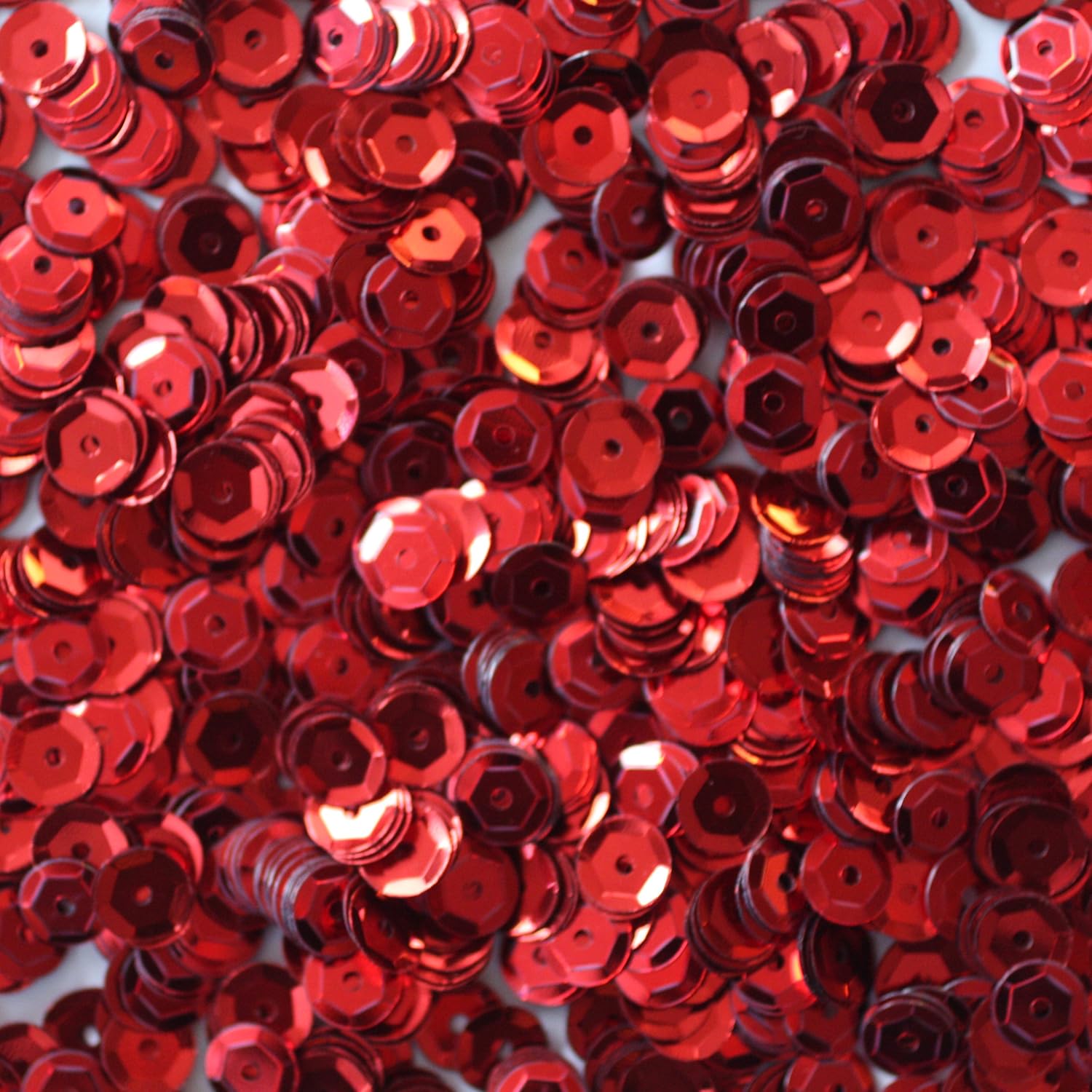 5mm CUP SEQUINS Red Loose sequins for embroidery, applique, arts, crafts, and embellishment.