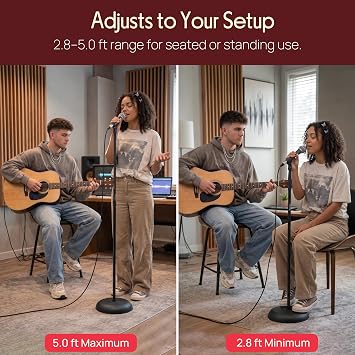 Pyle 4-Pack Microphone Stands with Adjustable Height and Heavy-Duty Steel Base | Universal Mic Holder with 180 Adjustable Clip for Stage & Recording Studio Equipment