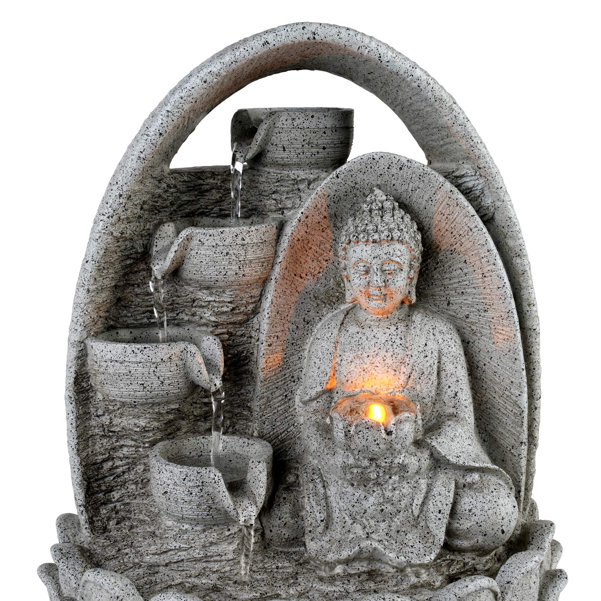 Buy Peaktop 4Tiered Buddha Tabletop Waterfall Zen Fountain with LED