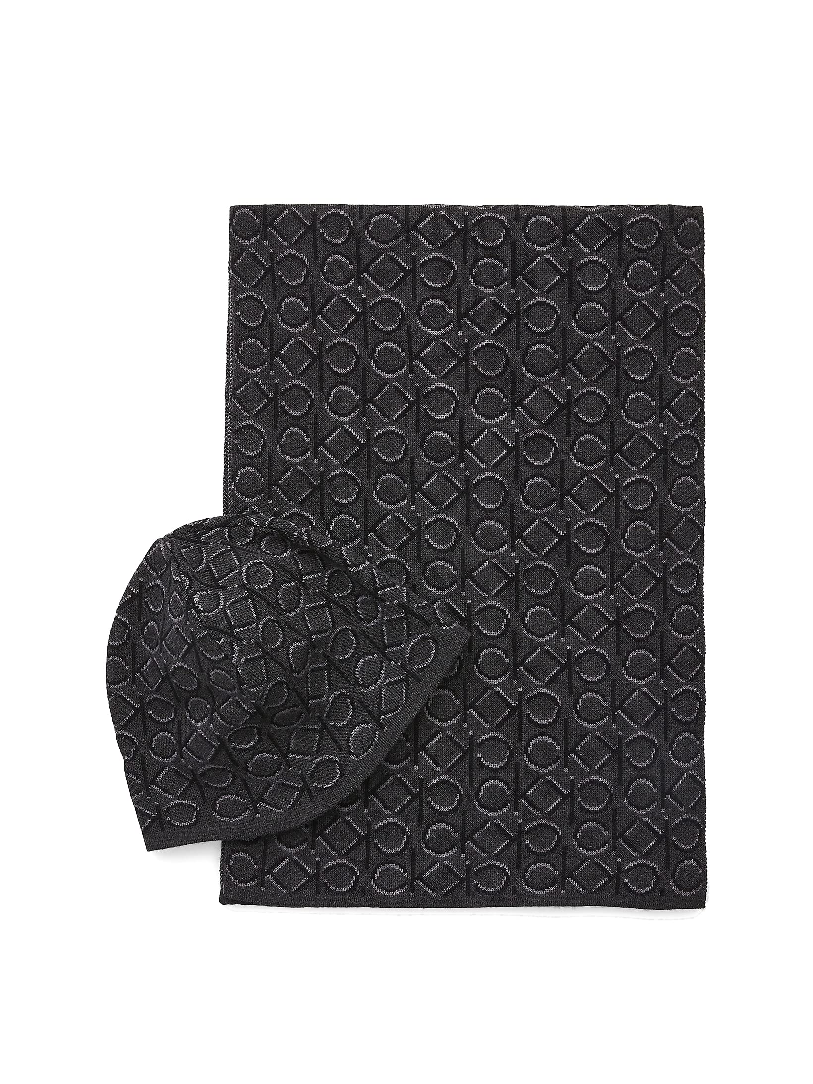 Calvin Klein Monogram Beanie ensemble bonnet écharpe en maille premium haut de gamme