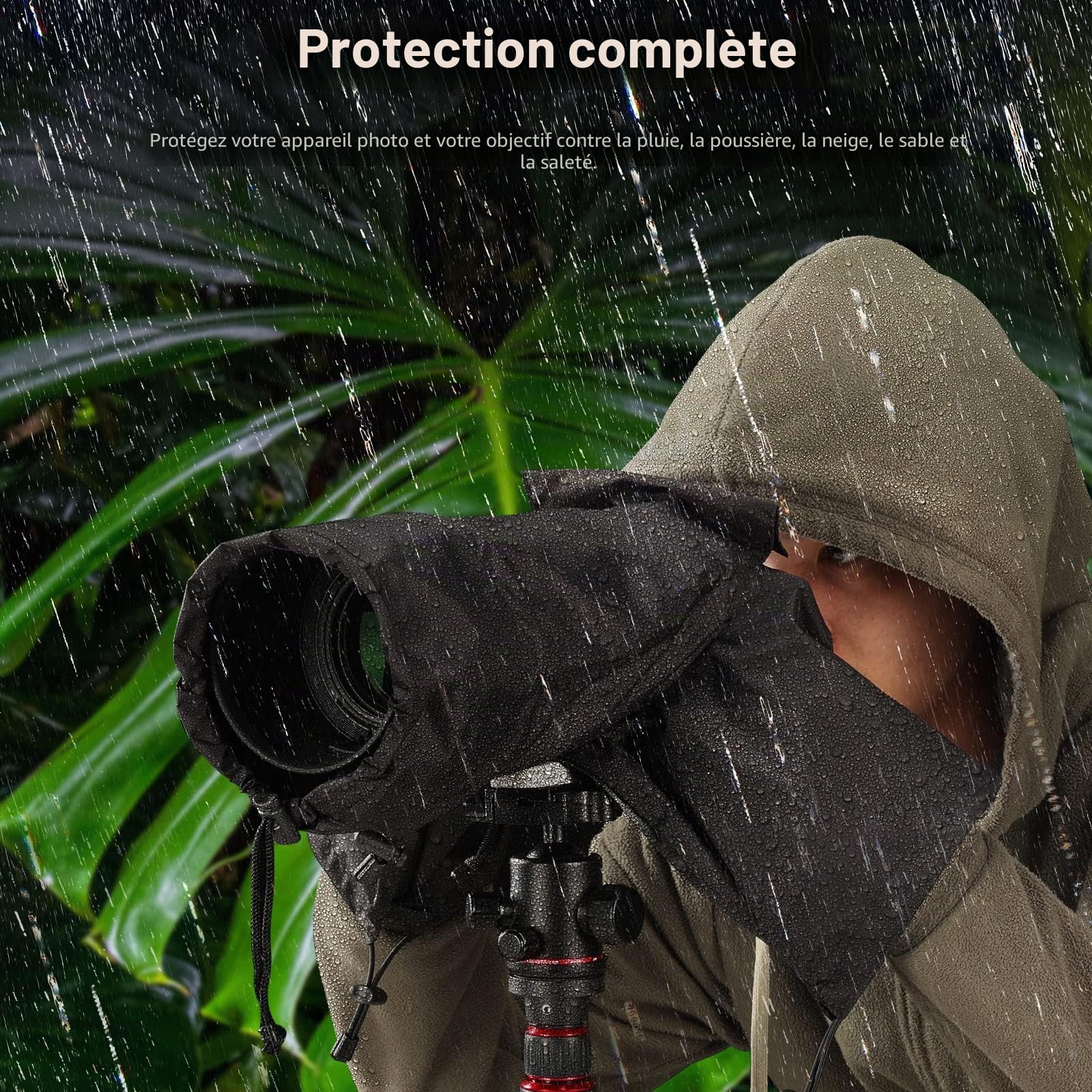 NEEWER Housse de Pluie pour Caméra, Imperméable en Nylon de Petite Taille Compatible avec Canon Sony Nikon DSLR Vlog Camera & Objectifs Jusqu'à 200mm, avec Fenêtre de visualisation, PB003