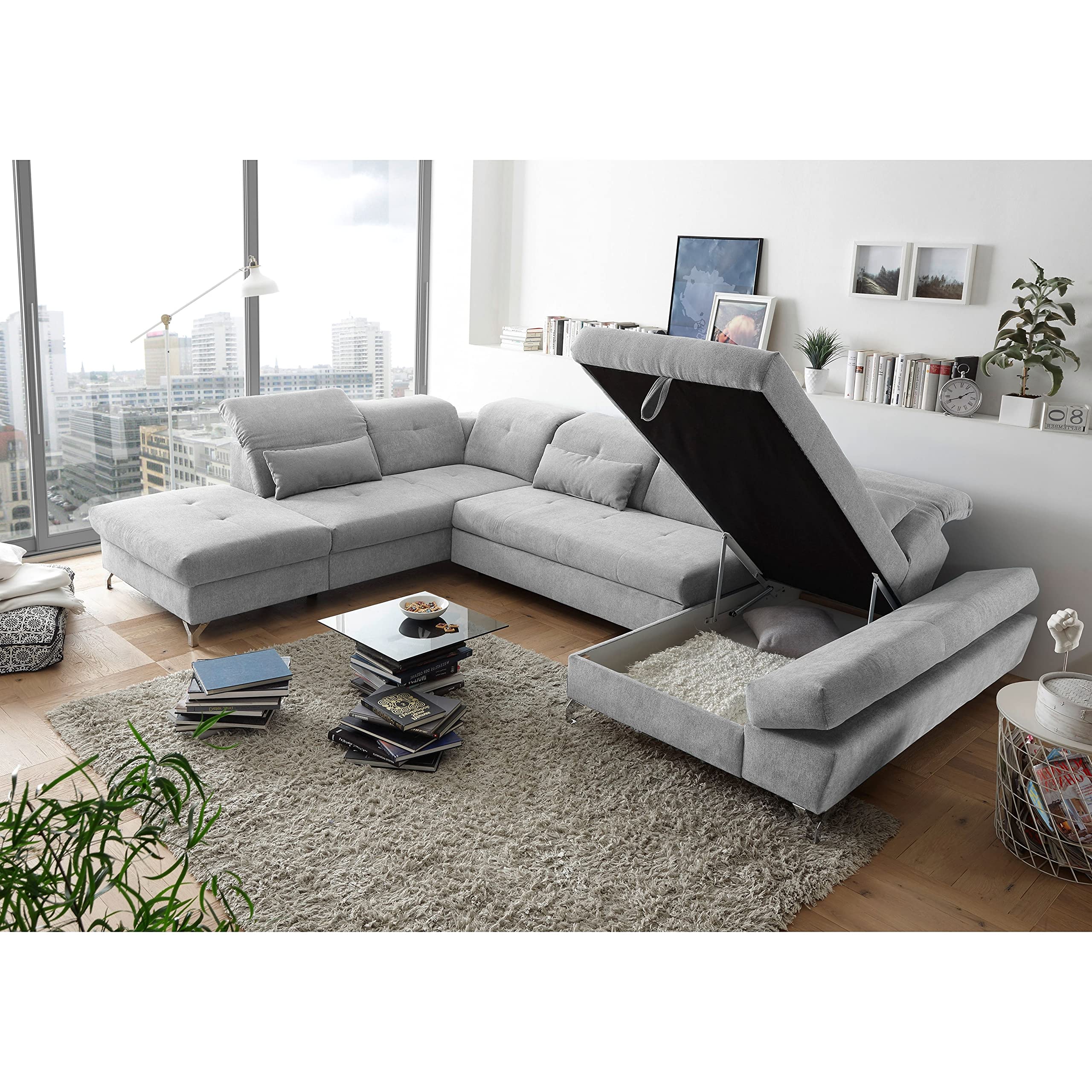 Stella Trading Melfi OTM.2F.RecBK Corner, Microvelour, Uran 01 silve, 350 x 73(96) x 245