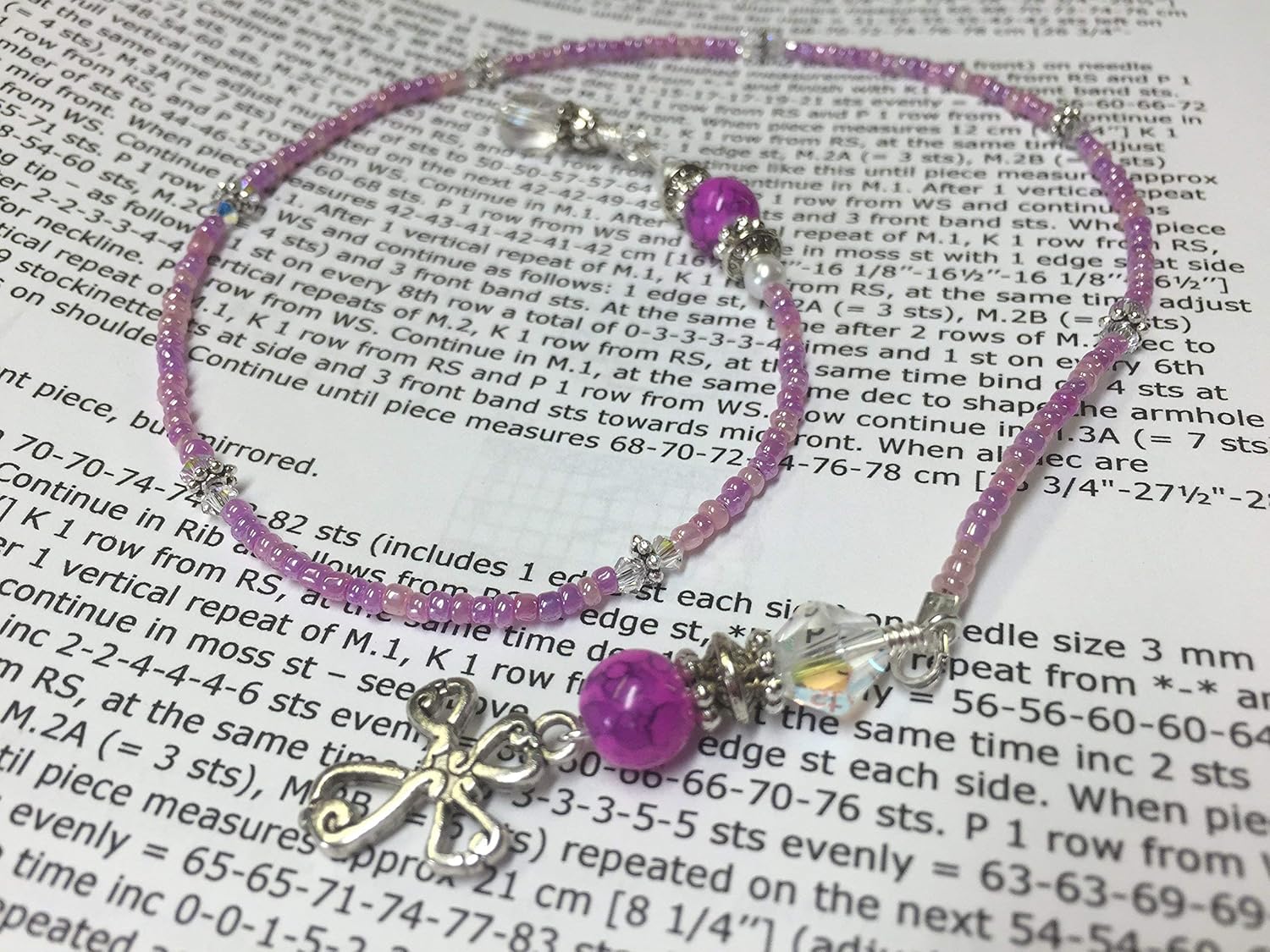 Handmade Beaded Bookmark with Cross Charm, Bible Book Thong, Reading Acessories