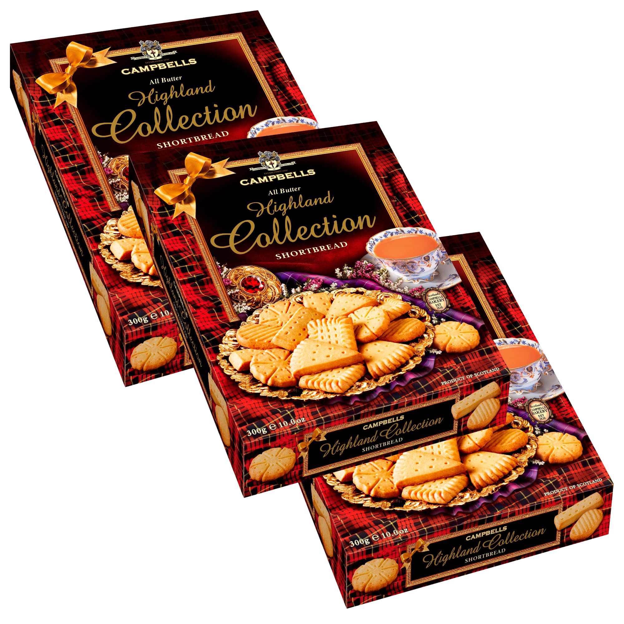 Campbells Shortbread All-Butter Highland Collection Cookies Assortment 10.58 Oz (Pack of 3) - Scottish Shortbread Cookies from Scotland, Assorted Gift