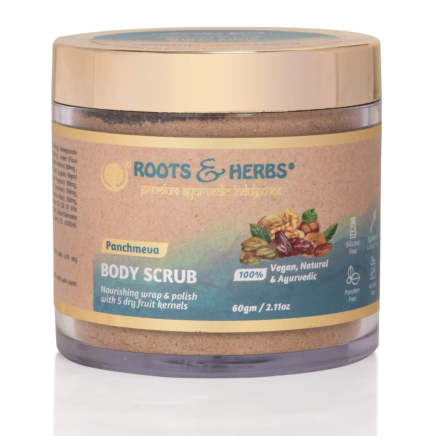 Roots & Herbs Ayurvedic Natural Treatment 100% Vegan No Paraben Panchmeva Skin Polishing Body Scrub – 100 gm Roots & Herbs Ayurvedic Natural Treatment 100% Vegan No Paraben Panchmeva Skin Polishing Body Scrub – 100 gm