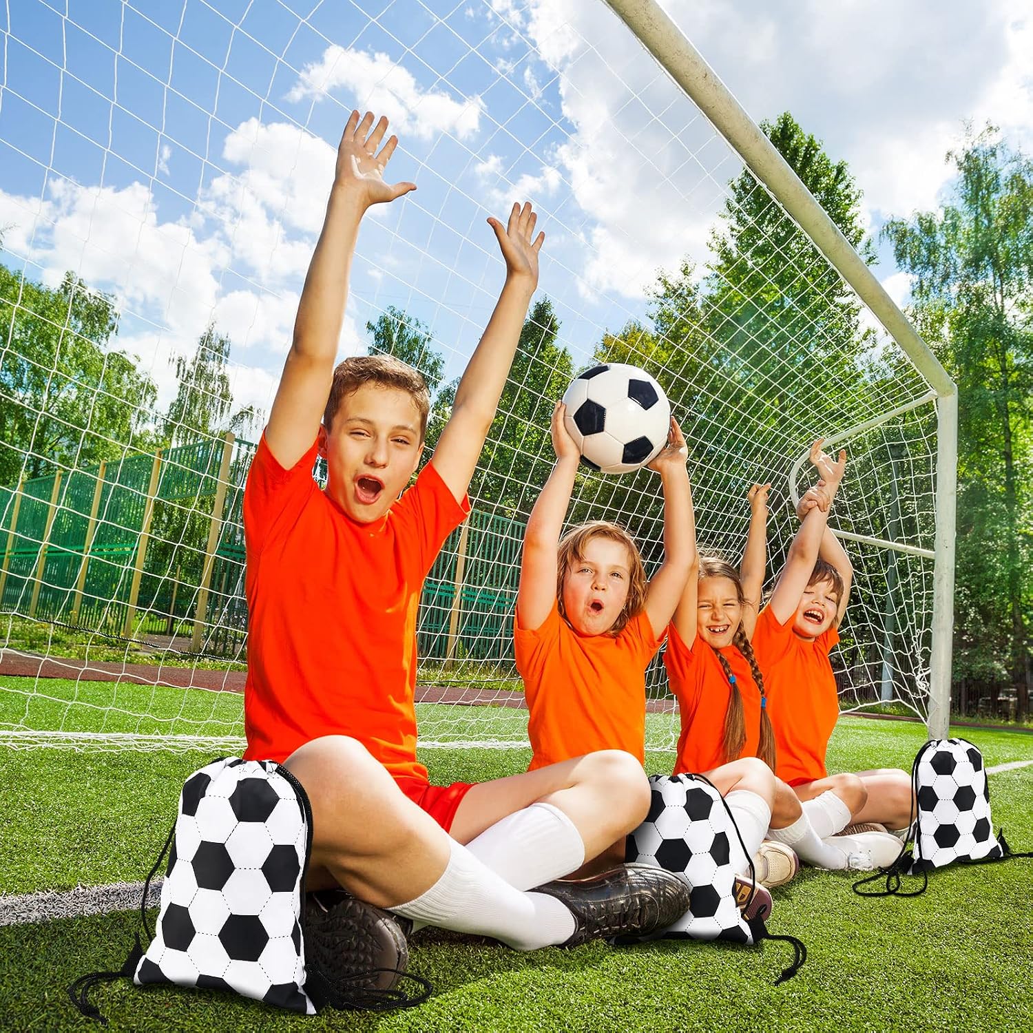 Shappy 24 Pcs Soccer Drawstring Bags, Small Snack Bags, 6.9 x 9.8 Inch