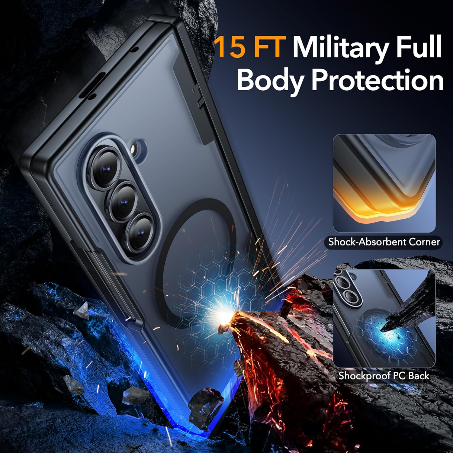 Oneagle Magnetic for Samsung Galaxy Z Fold 7 Case Built in Screen Protector Translucent [Fit for MagSafe] [S Pen Holder Slot] [Hinge Protection] MIL-Grade Shockproof Matte Case for Galaxy Z Fold 7 - Image 5