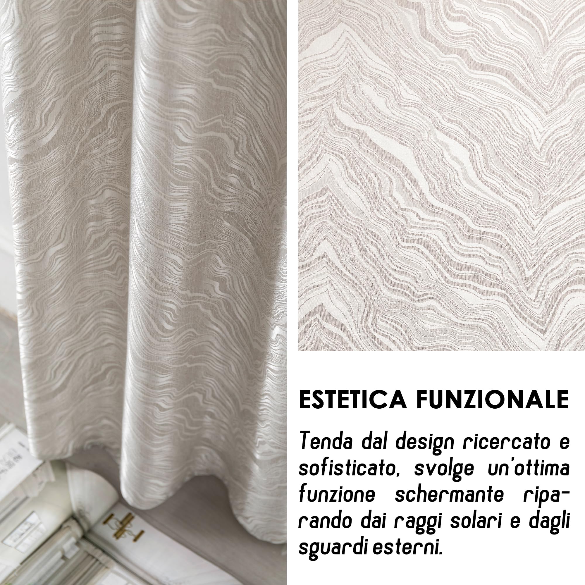 Tende Oscuranti Girasole: 2 Pannelli Effetto Metallizzato Per Camera E Soggiorno - Tessuto Isolante Luce E Rumore, Con Tasca Per Asta - Foto 8
