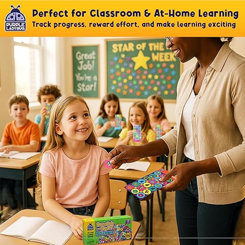 Miniatura 2 de 45 hoja cero y pegatinas con fragancia para niños(as) y maestros(as) Paquete megavariedado, paquete de Purple Ladybug Novelty, con 15 diferentes