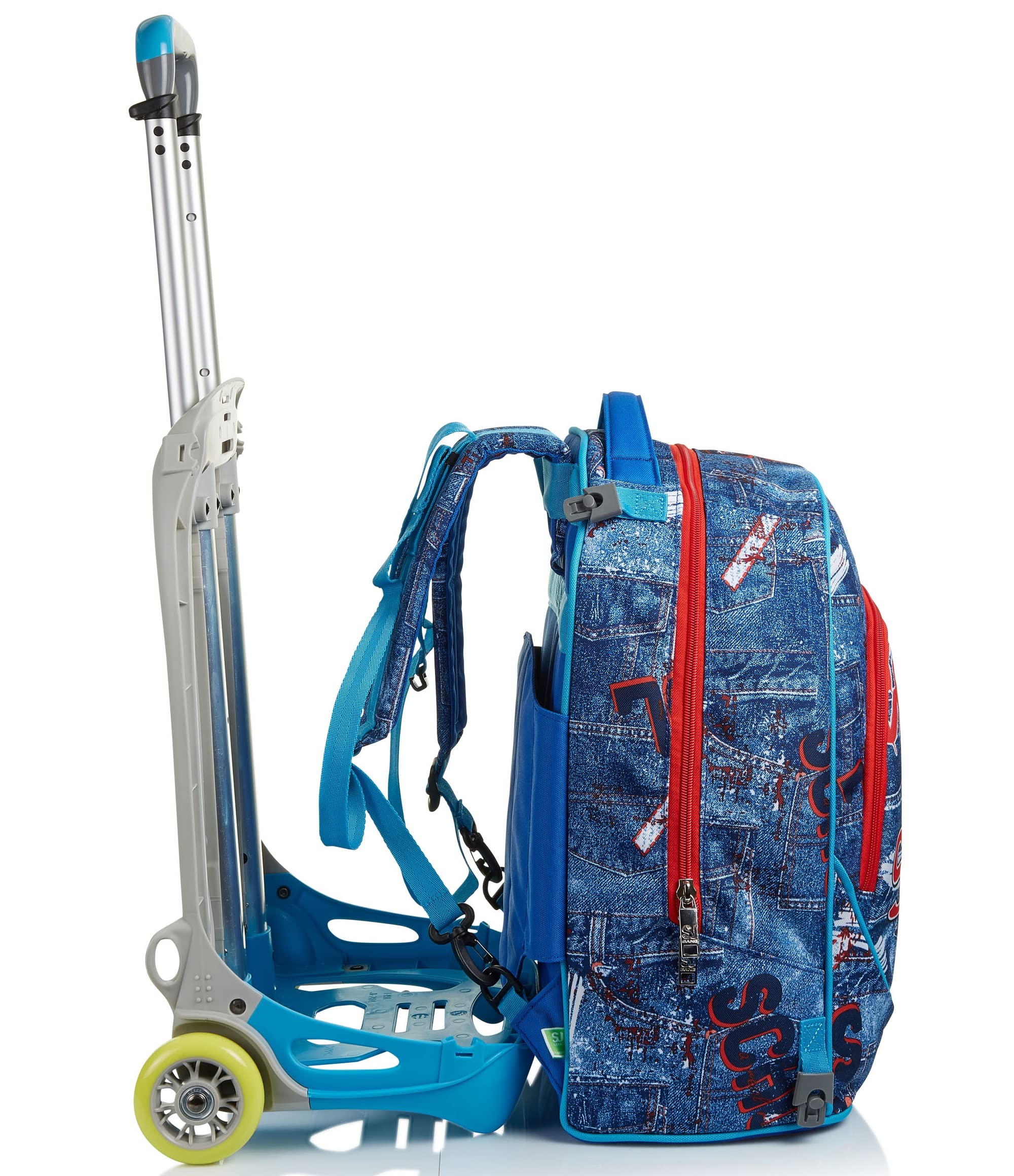 SJ Trolley Backpack 3 in 1 School Bag with Wheels Removable Backpack for School High School Travel & Leisure Girls & Boys