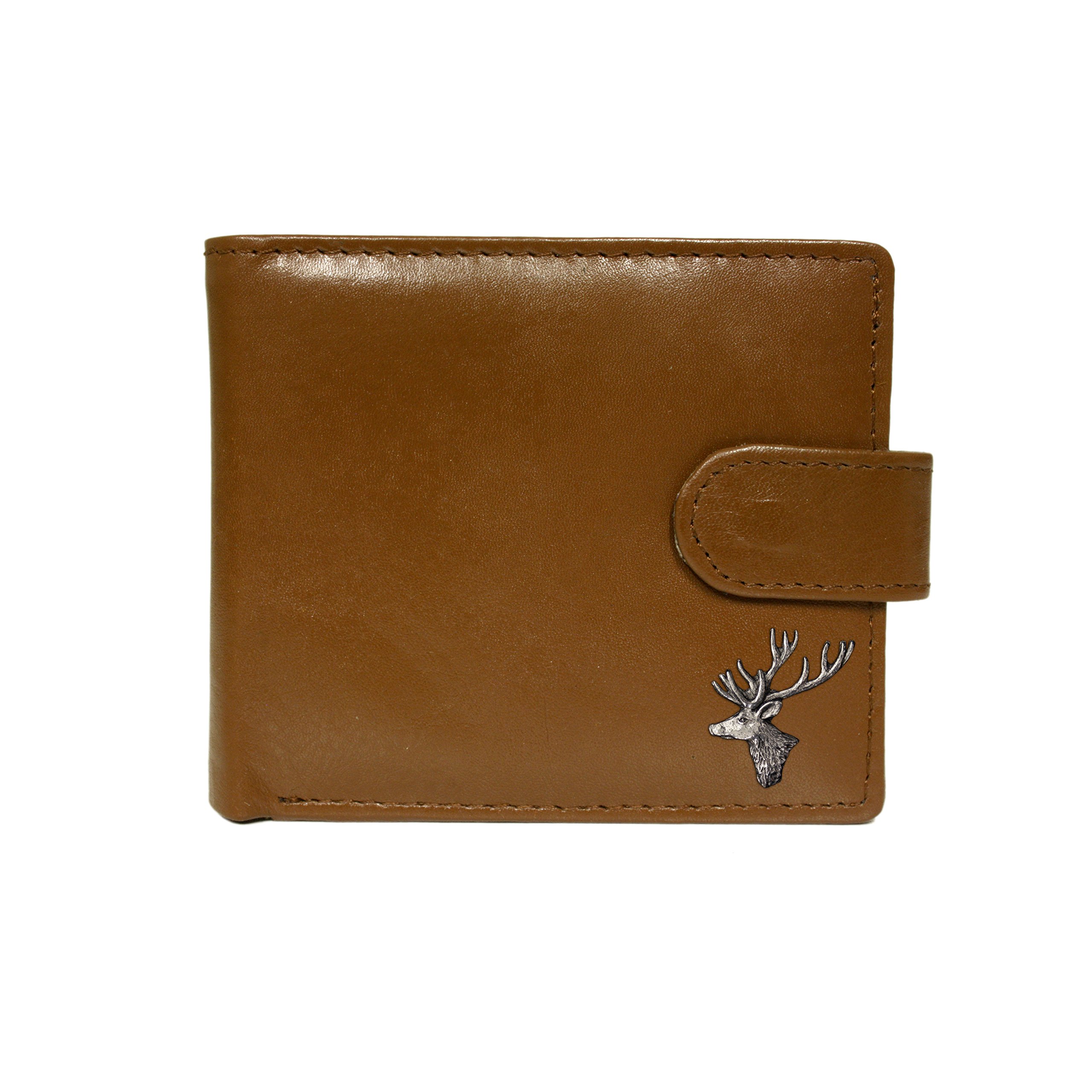 Knight Quality Tan Leather Wallet - Stag Head Pewter Design, Note/Coin/Card Sections - View #8