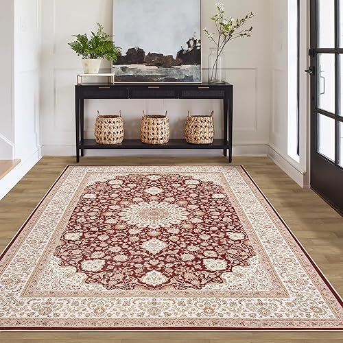 Miniatura 7 de Alfombra lavable para sala de estar alfombras grandes de 8 x 10 pies, lavables a máquina, antideslizantes, suaves, florales, de lujo, finas para