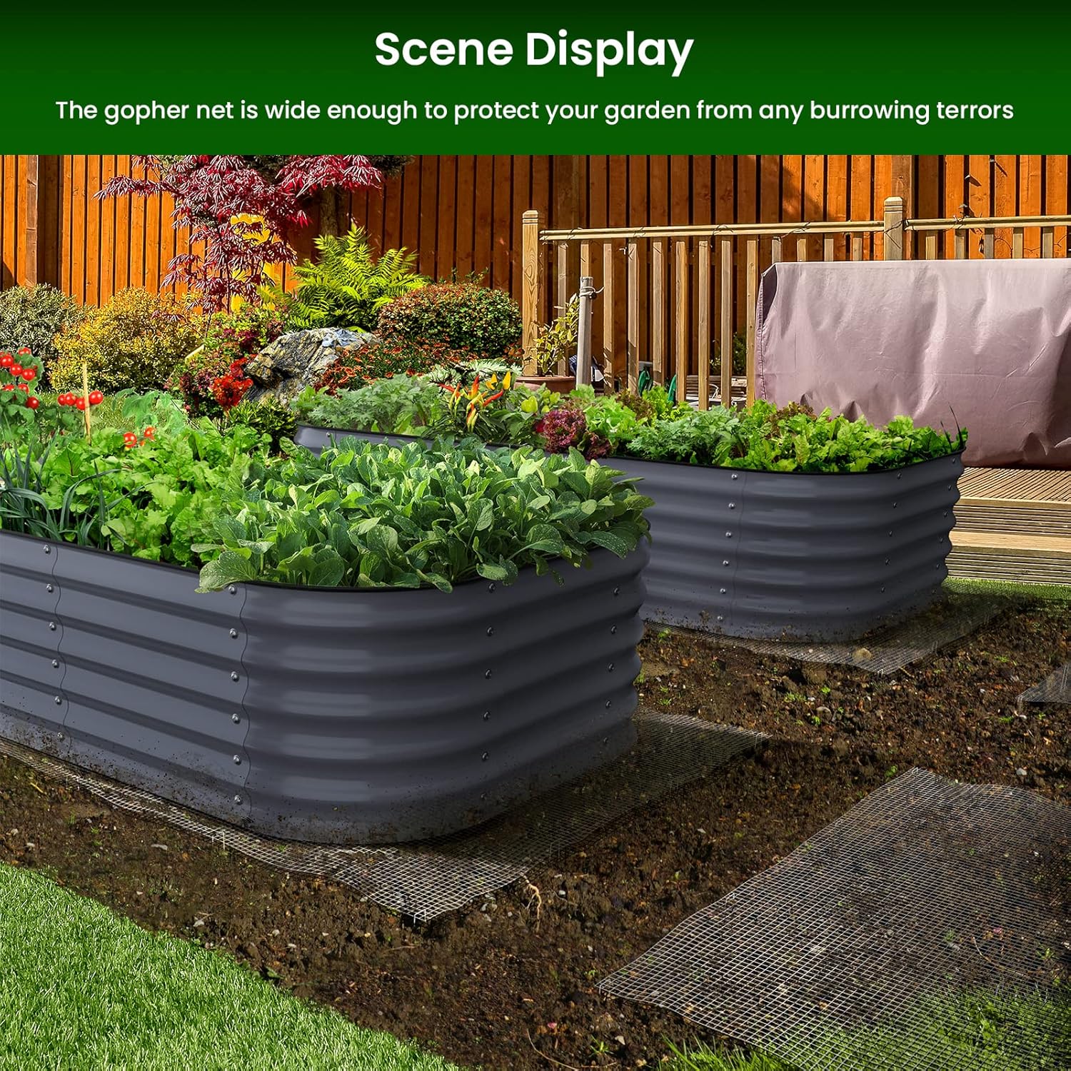 Olle Gopher Netting 18 Gauge 3/4 inch Wire Fence Rolls 102"X 35" 304 Stainless Steel Wire Mesh with 21 Galvanized Steel Staples Gopher Barrier Welded Wire Fencing Rodent Mesh