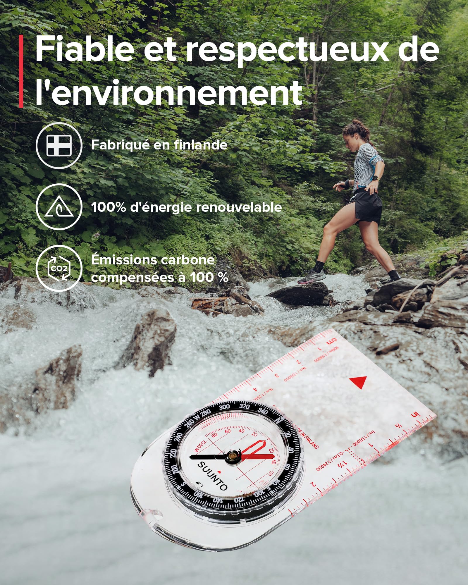 SUUNTO A-10 Boussole de Randonnée Robuste, Navigation Professionnelle, Compass d'Orientation avec Cordon, étanche, Déclinaison Réglable, pour Course Expédition Camping Survie