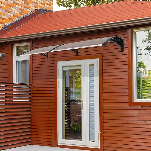 Miniatura 6 de Toldo de puerta de entrada de policarbonato para puerta de entrada de 80 x 40 pulgadas, toldo para puerta de entrada al aire libre, toldo para