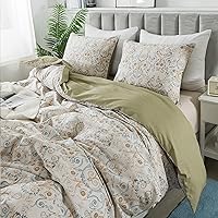 Vista 76 de HoneiLife Juego de funda de edredón floral 100% algodón, 3 piezas, suave, ropa de cama botánica con cierre de cremallera y lazos en las esquinas