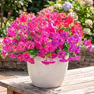 Artificial Flowers for Outdoors, 12 Bundles Fake Plants for Outside Decoration, UV Resistant No Fade, Realistic High End Silk Plastic Morning Glory for Planter Porch Patio Yard