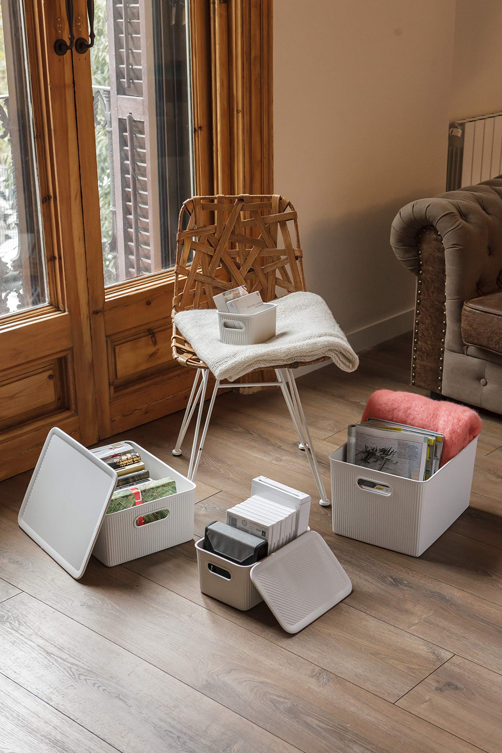 TATAY Cestino Portaoggetti Plastica 22 L Baobab | Scatola Organizzatrice | Manici Integrati | Design Compatto e Versatile | Plastica Riciclata Senza BPA | 29,4 x 38,5 x 23 cm, Bianco