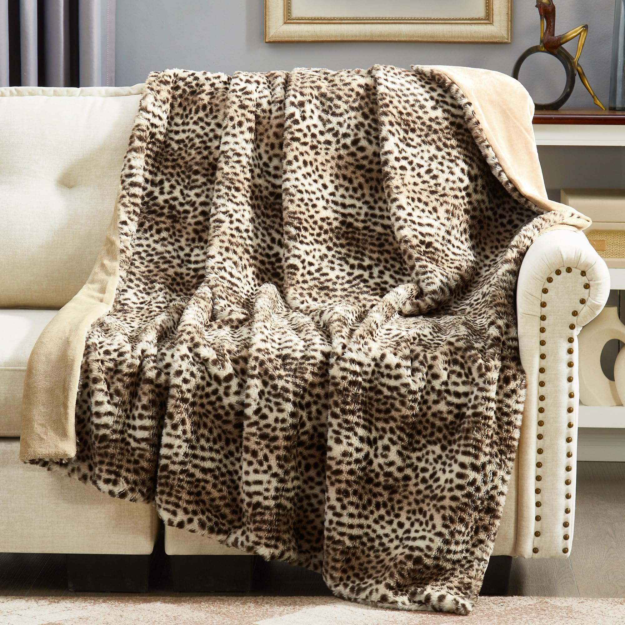 Amazon.com: DREAMNINE Luxury Brown Cheetah Print Faux Rabbit Fur
