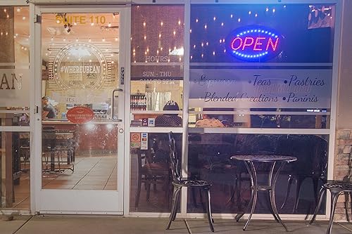 Miniatura 2 de Letrero de neón abierto para negocios letrero iluminado abierto con modo intermitente - Letrero ovalado iluminado eléctrico para interiores para