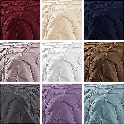 Miniatura 4 de Calidad prémium tamaño Super King de gran tamaño (120 x 98 pulgadas), juego de edredón plisado de 3 piezas, 100 % algodón egipcio de 400 GSM, 800