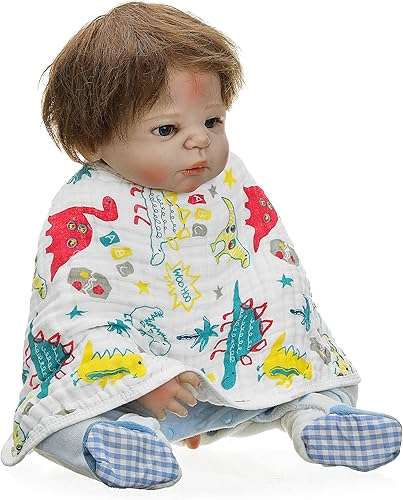 Miniatura 4 de ShoppeWatch Paños de muselina para eructos, baberos 100% algodón orgánico, paquete de 5 unidades, grandes, 6 capas gruesas, suaves y absorbentes,