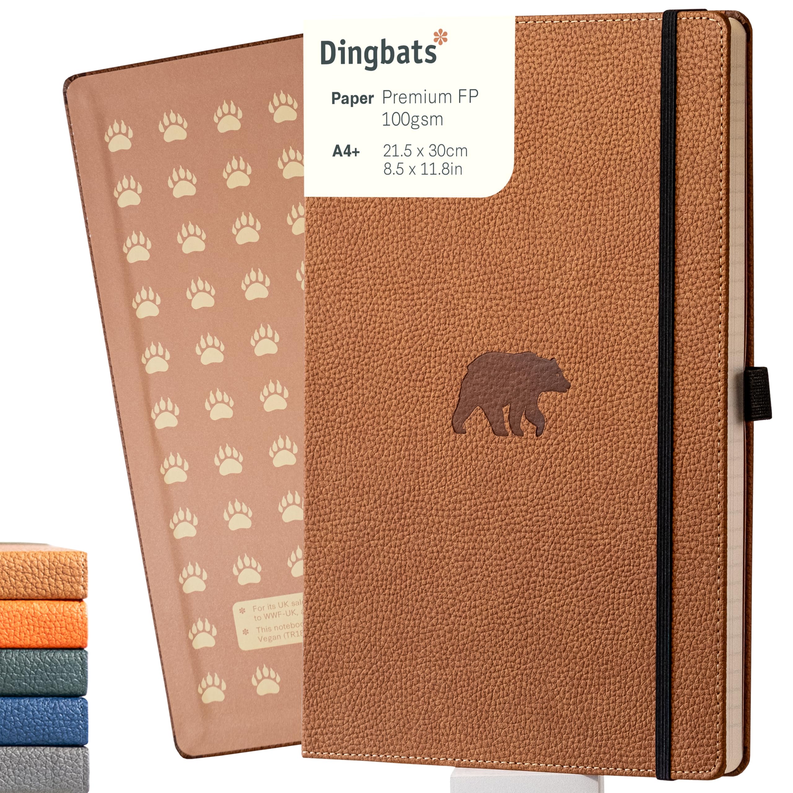 Dingbats* - Wildlife A4 Blank Notebook - Extra Large Hardcover PU Leather Journal - for Work, Travel - Pocket, Elastic Closure, Pen Holder, Bookmark