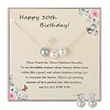 S925 Sterling Silver Pearl Necklace and Pearl Earrings,Birthday Gifts for Women Girls Age 7 9 10 13 16 18 21 30 40 50 60, Christmas Day Gifts for Daughter, Mom, Friend, Wife