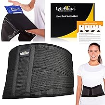 لايف فوكس حزام دعم اسفل الظهر الفاخر القابل للتعديل للرجال والنساء - دعامة جيدة التهوية مزودة بحزمة باردة وساخنة قابلة لاعادة الاستخدام لتخفيف الام وتوتر العضلات جدول المقاسات للتحقق