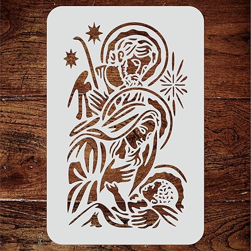 Miniatura 8 de Stencils for Walls Plantilla de Santa Familia, 4.5 x 7.5 pulgadas (M) - Belén Jesús María José plantillas religiosas cristianas católicas para