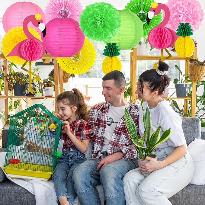Kit Decoracion Fiesta Tropical Flamingo 13 Piezas miniatura 9
