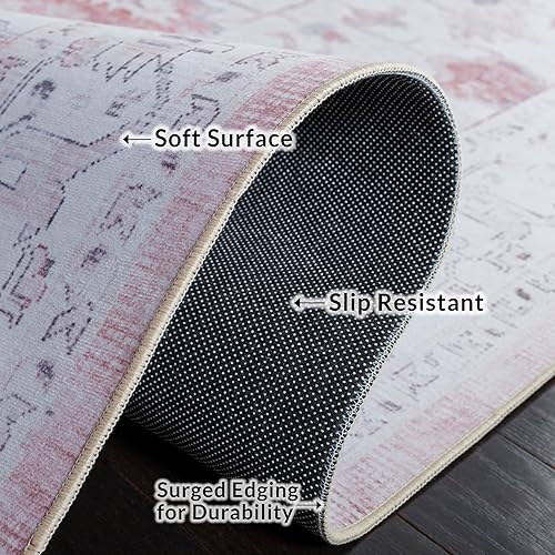 Miniatura 5 de SAFAVIEH Tucson Collection - Alfombra de área de 8 x 10 pies, color beige y óxido, diseño persa, no desprende pelusa, lavable a máquina y