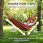 2 Hamac en toile de personne - 108" x 59" Double hamac portable avec sac de transport & Cravates, 440 Lbs Poids Capacité, Respirant Lit suspendu coloré pour jardin, Patio, Plage & Camping