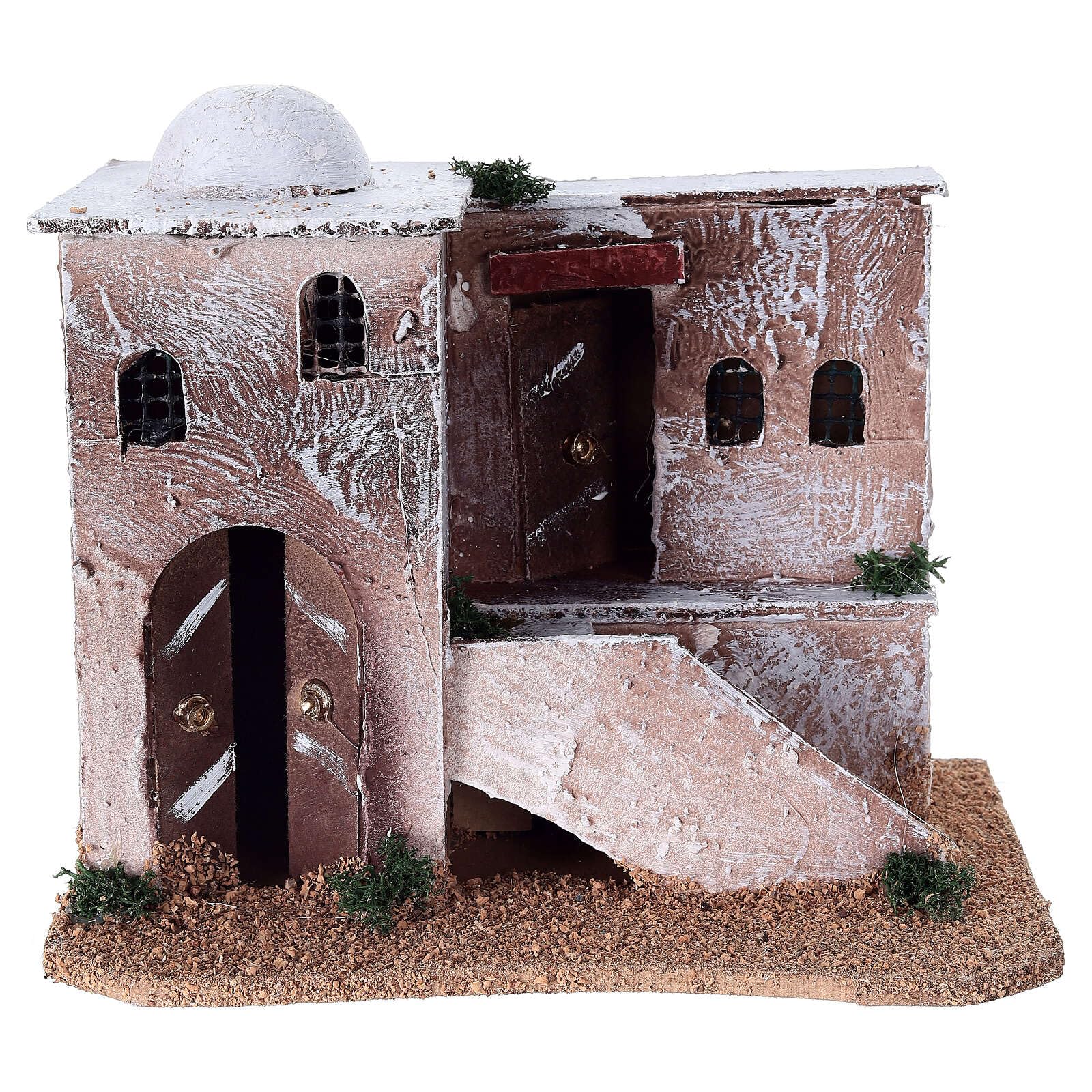 Borgo Natività due piani illuminata 70x55x45 cm presepe 10 cm | vendita online su