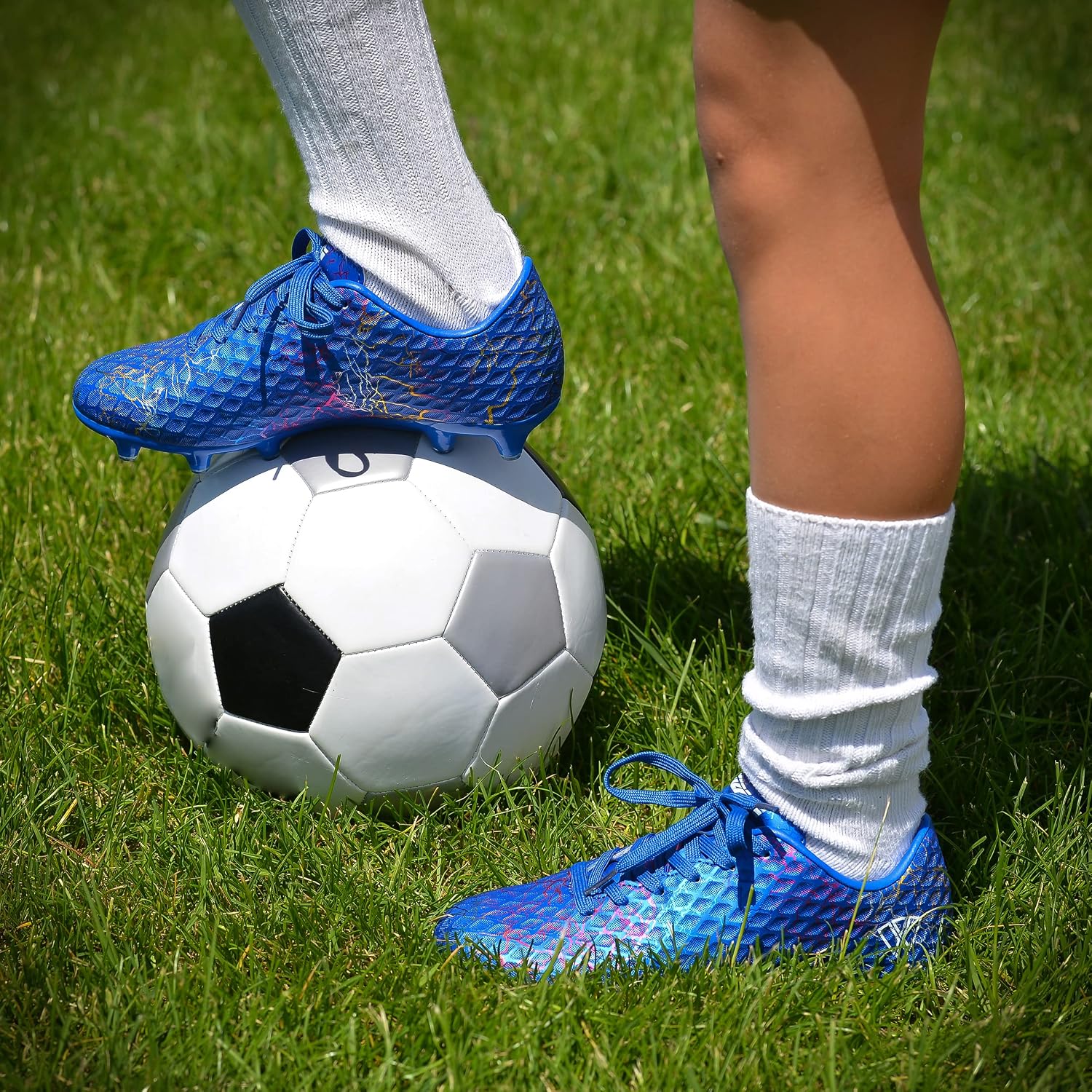 Vizari Zodiac Firm Ground Soccer Cleats Boys Girls | Lightweight Youth Football Shoes | Durable Molded TPU Outsole | Superior Traction on Grass & Turf | Comfortable Cushioned Insoles