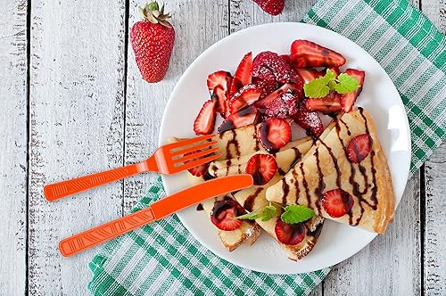 Miniatura 10 de DecorRack Juego de cubiertos de plástico, juegos de cubiertos de plástico de color rojo para fiestas, 96 piezas de utensilios resistentes a granel