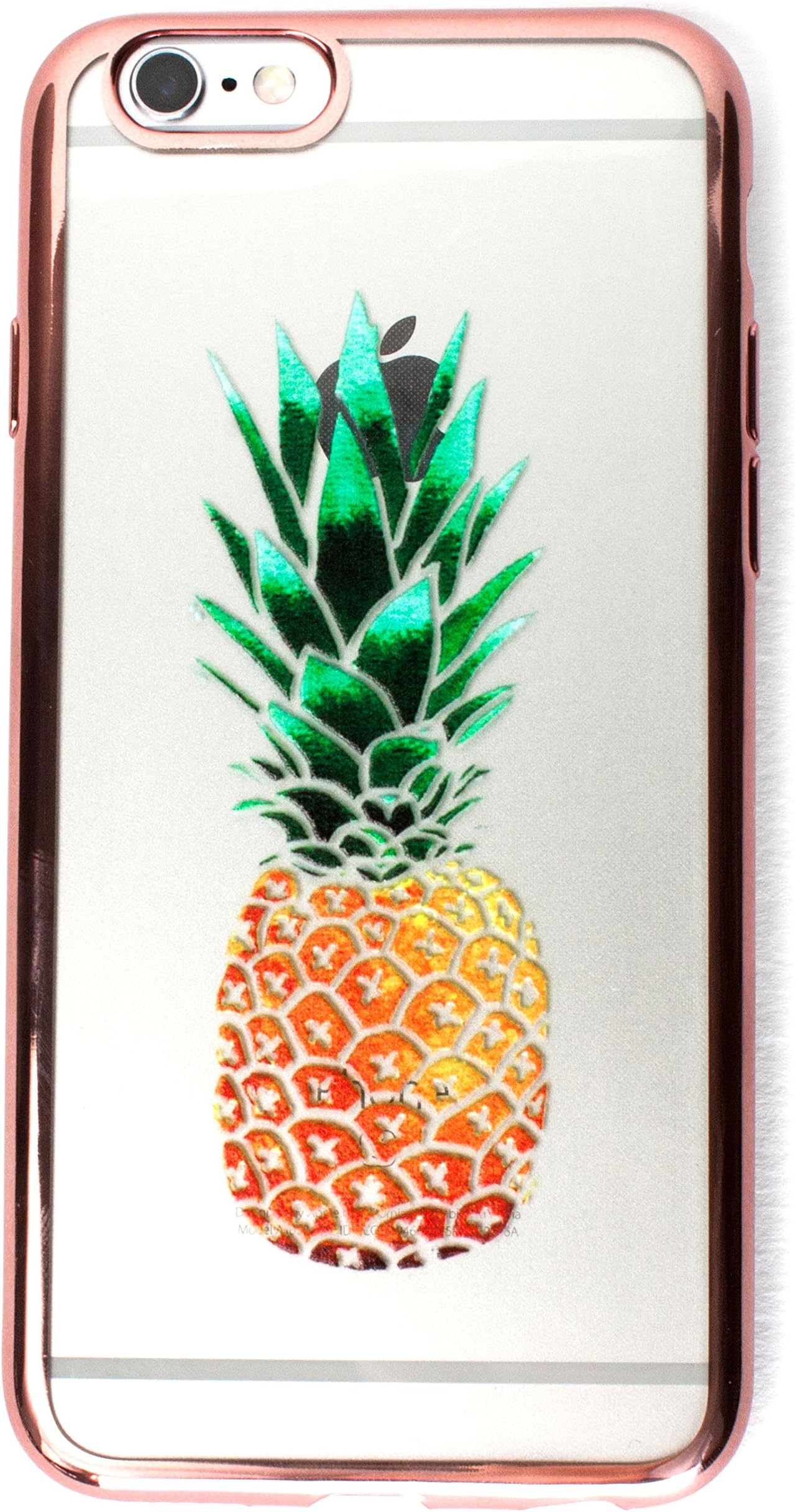 MetalEdge IPhone 7 Case, Silicone Back Protective Cover (Pineapple Rose Gold)