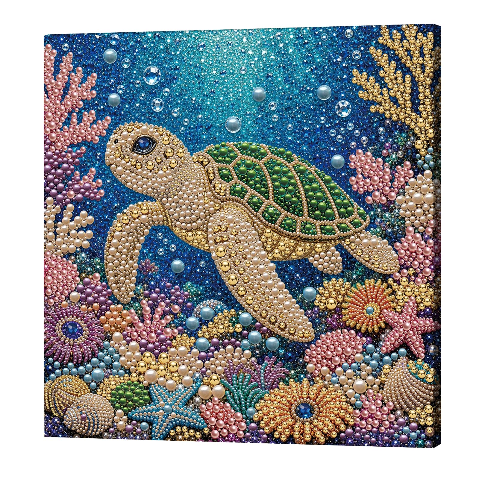 Sea Turtles Pearl Dot Painting Kit with Frame 11.81x11.81In for Adults and