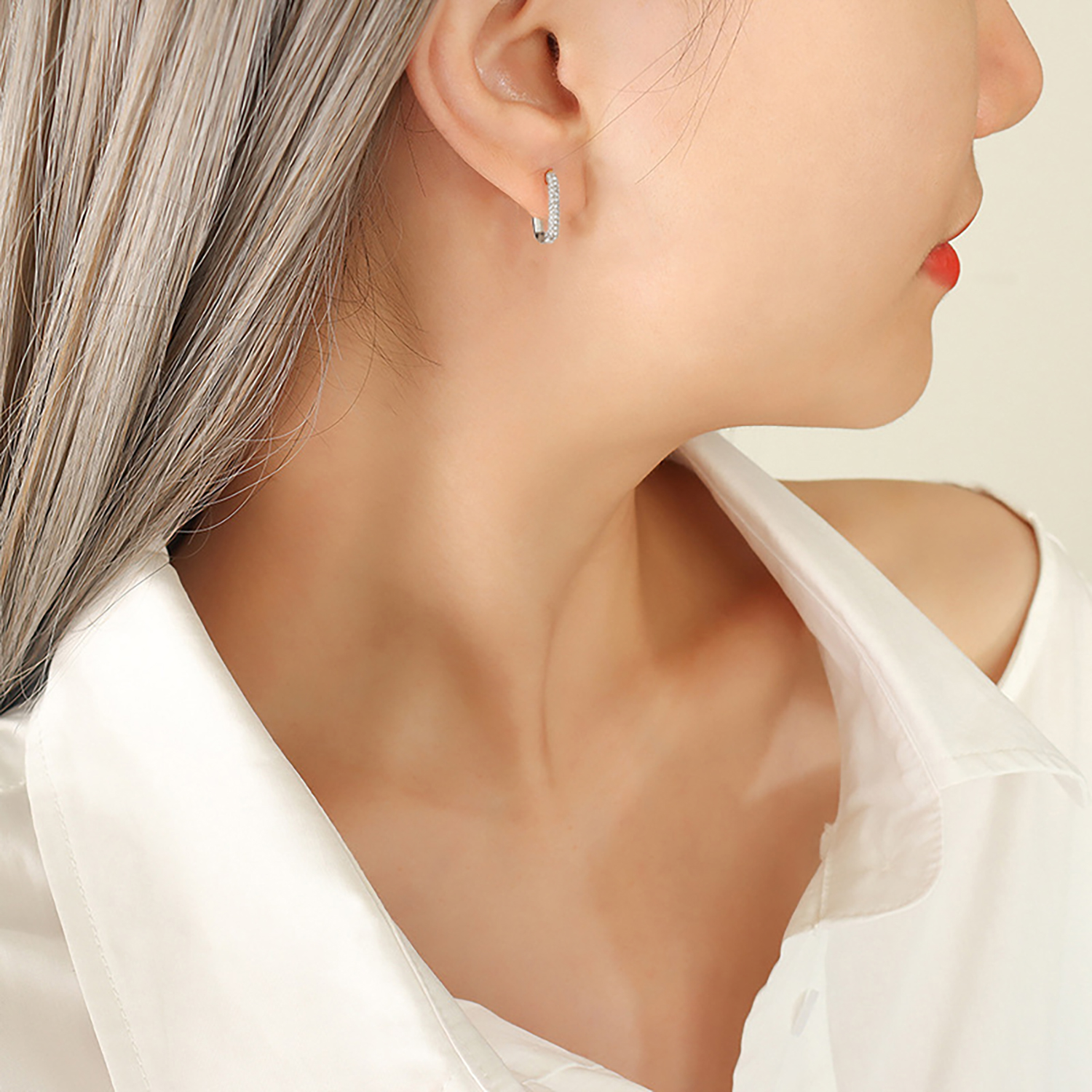 French Silver Color Chic O Shaped Hoop Earrings Mi... - Grandado - Foto 8