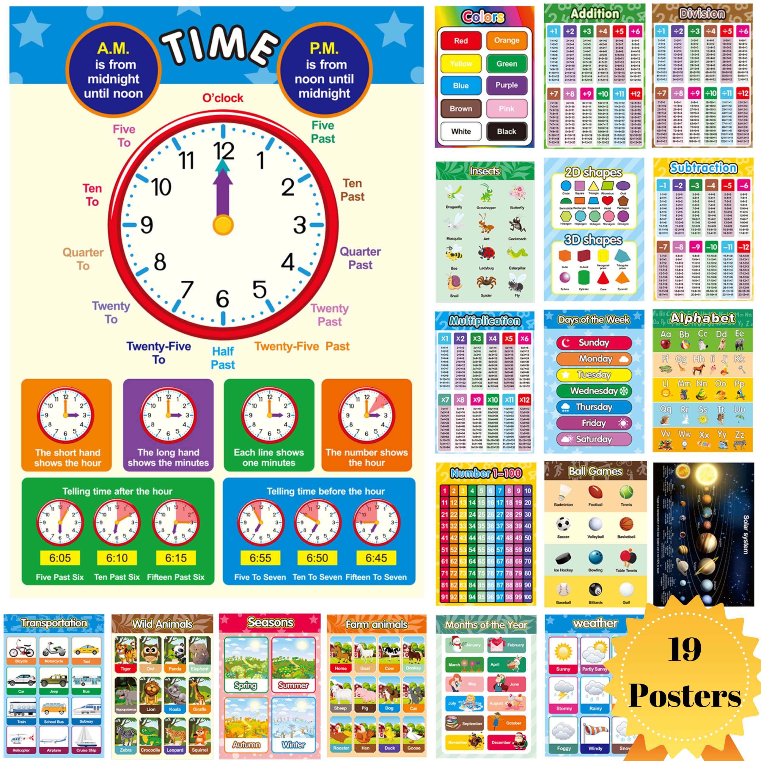 Buy Macolily 19 pcs Educational Preschool Learning Post for toddlers ...