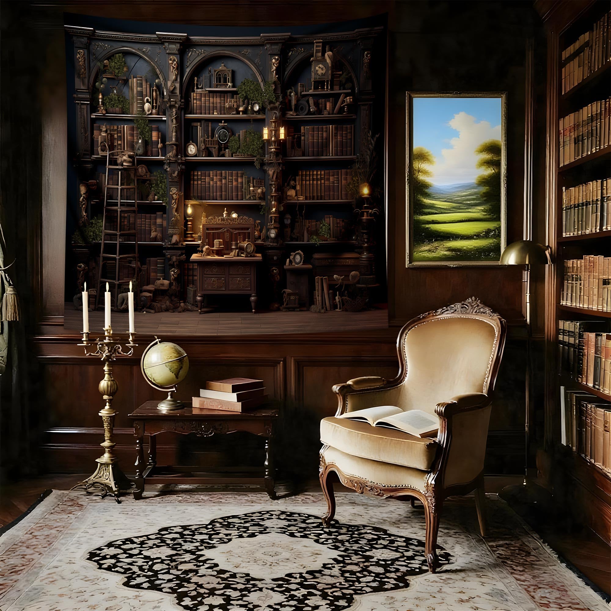 QGHOT Fantasy Library Tapestry Wall Hanging Magic School Bookshelf Backdrop Fairy Tale Library Tapestries for Teens Bedroom Living Room Dorm Decor 78.7"x59.1": 59.1"L x 59.1"W A