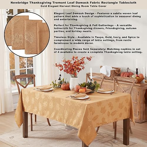 Miniatura 2 de Newbridge Tremont - Mantel de tela de damasco de hoja de otoño, damasco de hojas giratorias, temporada de otoño, resistente a la suciedad, mantel de