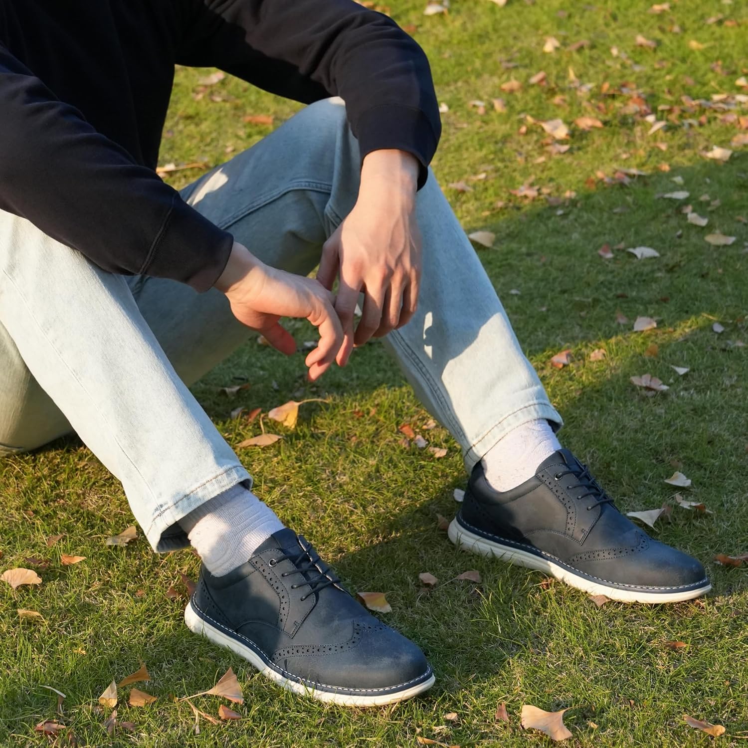 Hawkwell Plus Men's Plus Size Wingtip Oxford Shoes Classic Brogue Dress Shoes Business Office Shoes US Sizes 15 16 17 18 19 - Image 2