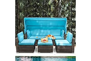 Patio Wicker Sofa Daybed Furniture Set: Oasis Bliss for Your Backyard