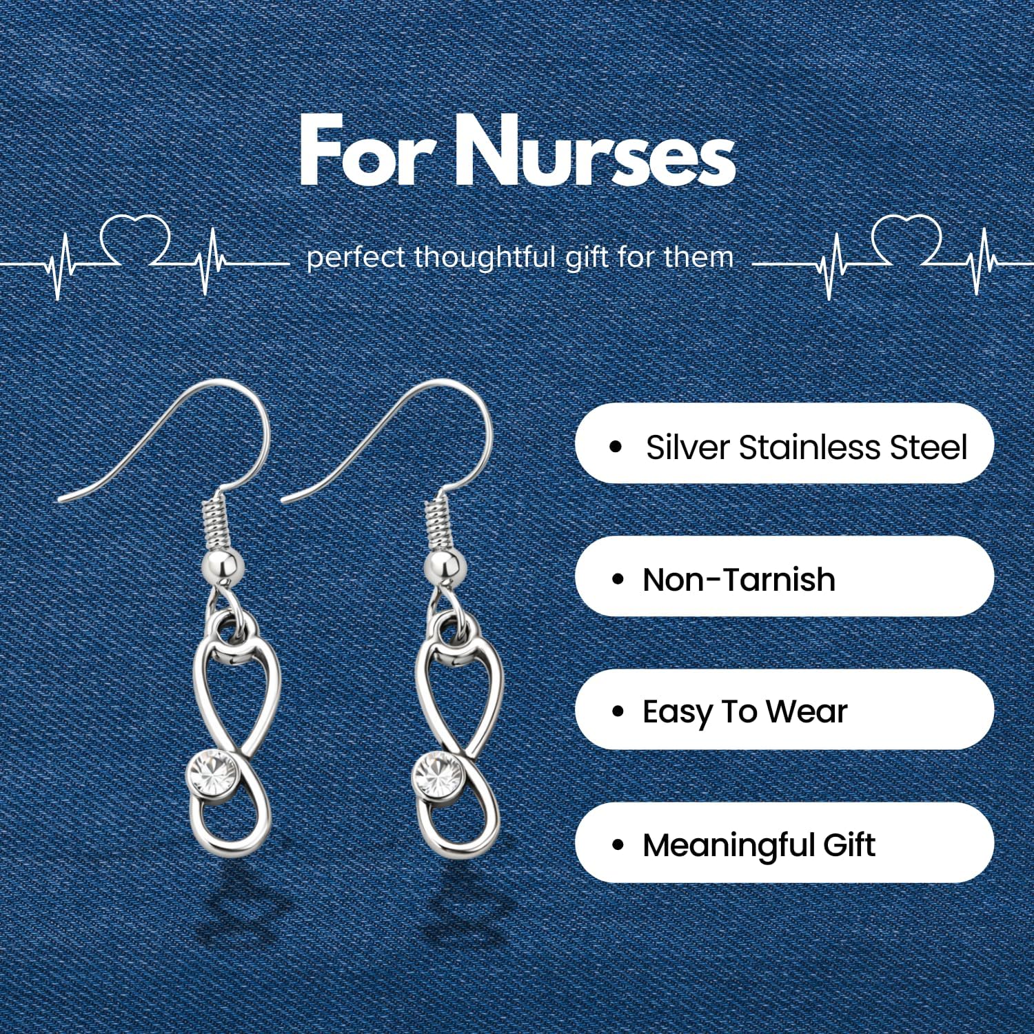 Infinity Collection Nurse Jewelry Set, Nurse Bracelet & Nurse Earrings Nurse Bangle- Makes Perfect Nurse Gifts