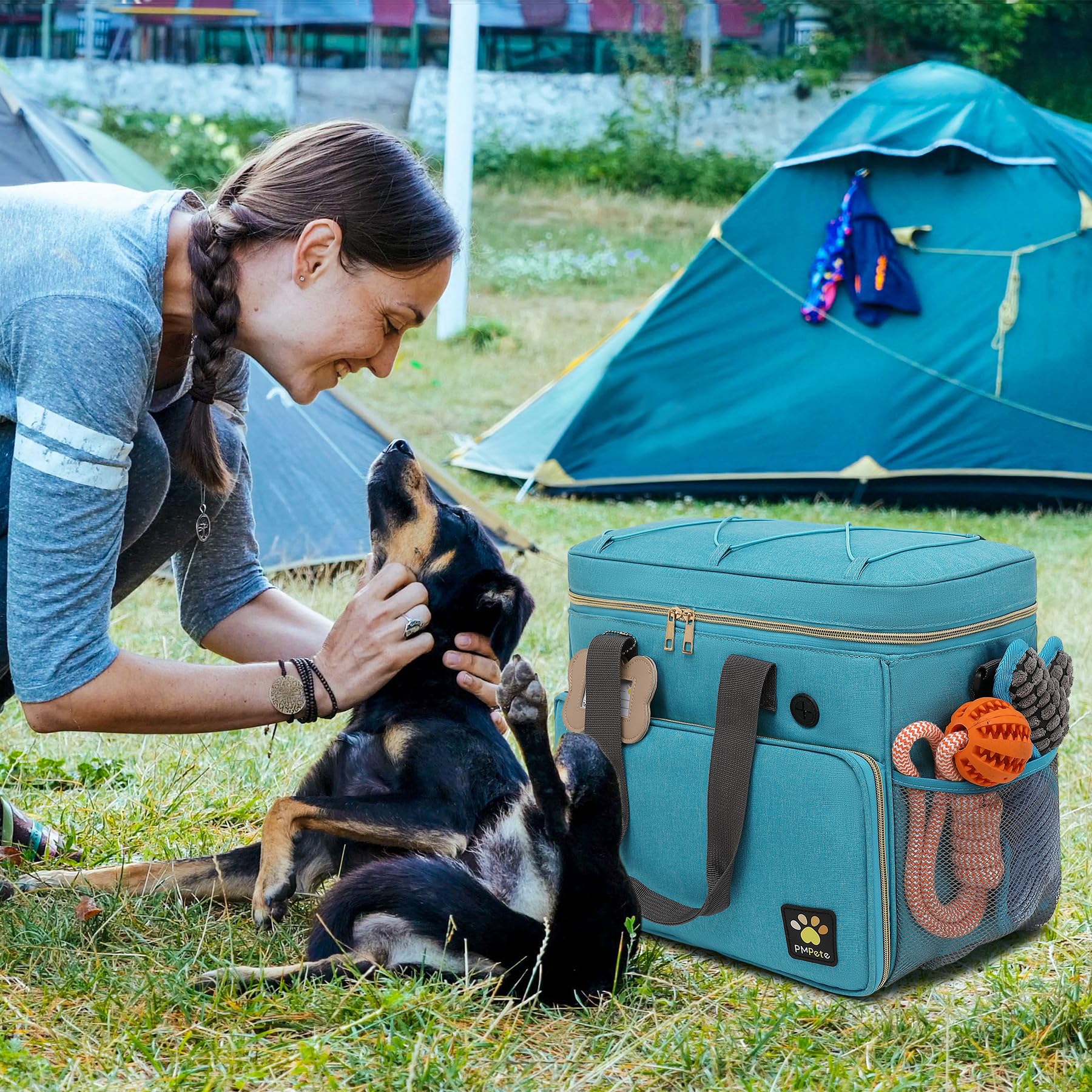 Hunde-Reisetasche für Reisen, Wochenausflug/Übernachtung, Hunde-Reisezubehör mit Multifunktionstaschen, Haustier-Reise-Set für Hund und Katze, ideale Hunde-Wickeltasche und Hunde-Reise-Set