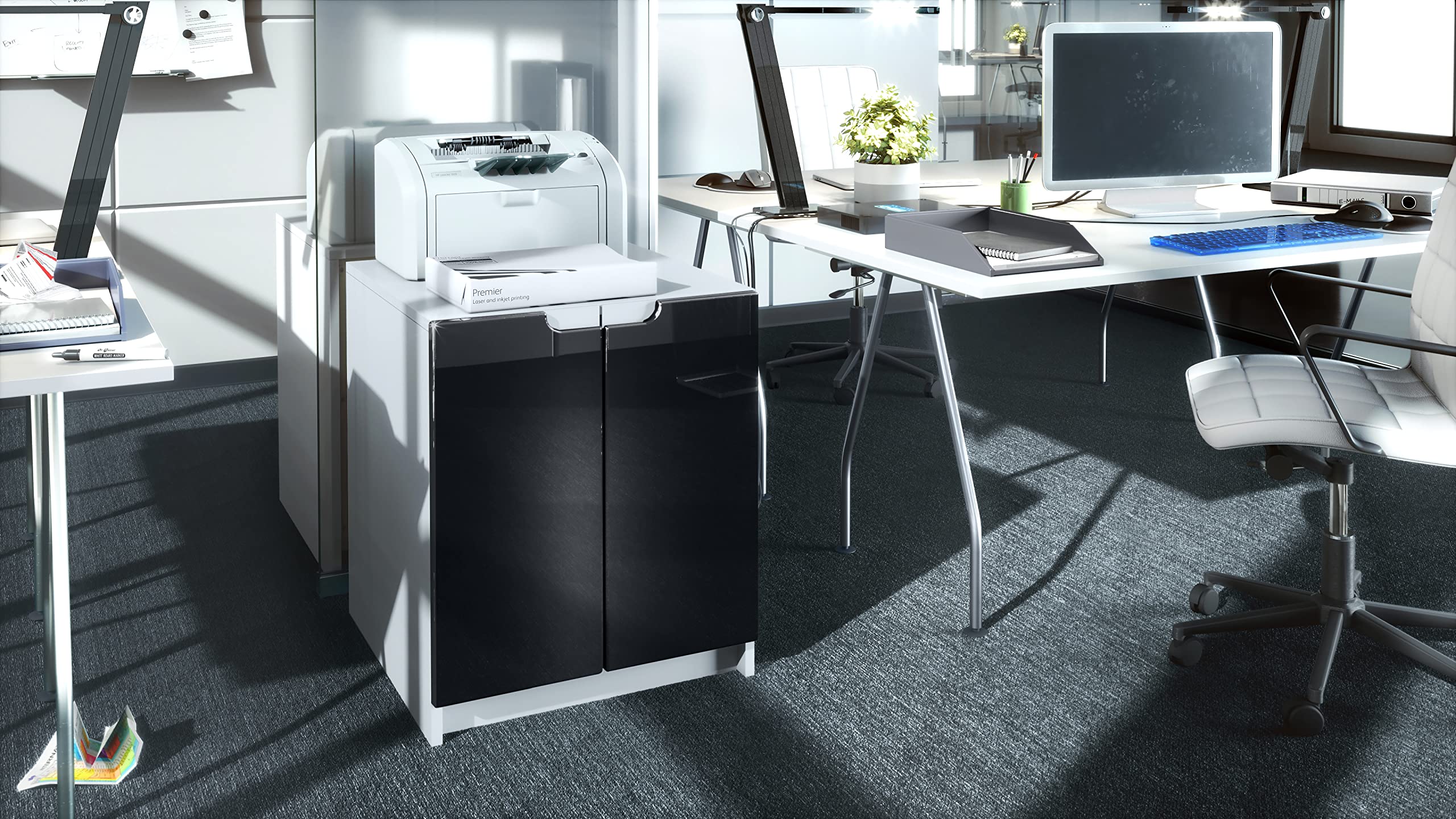 Stipo di Libreria con 2 Comparti e 2 Porte Matt White - Dettaglio