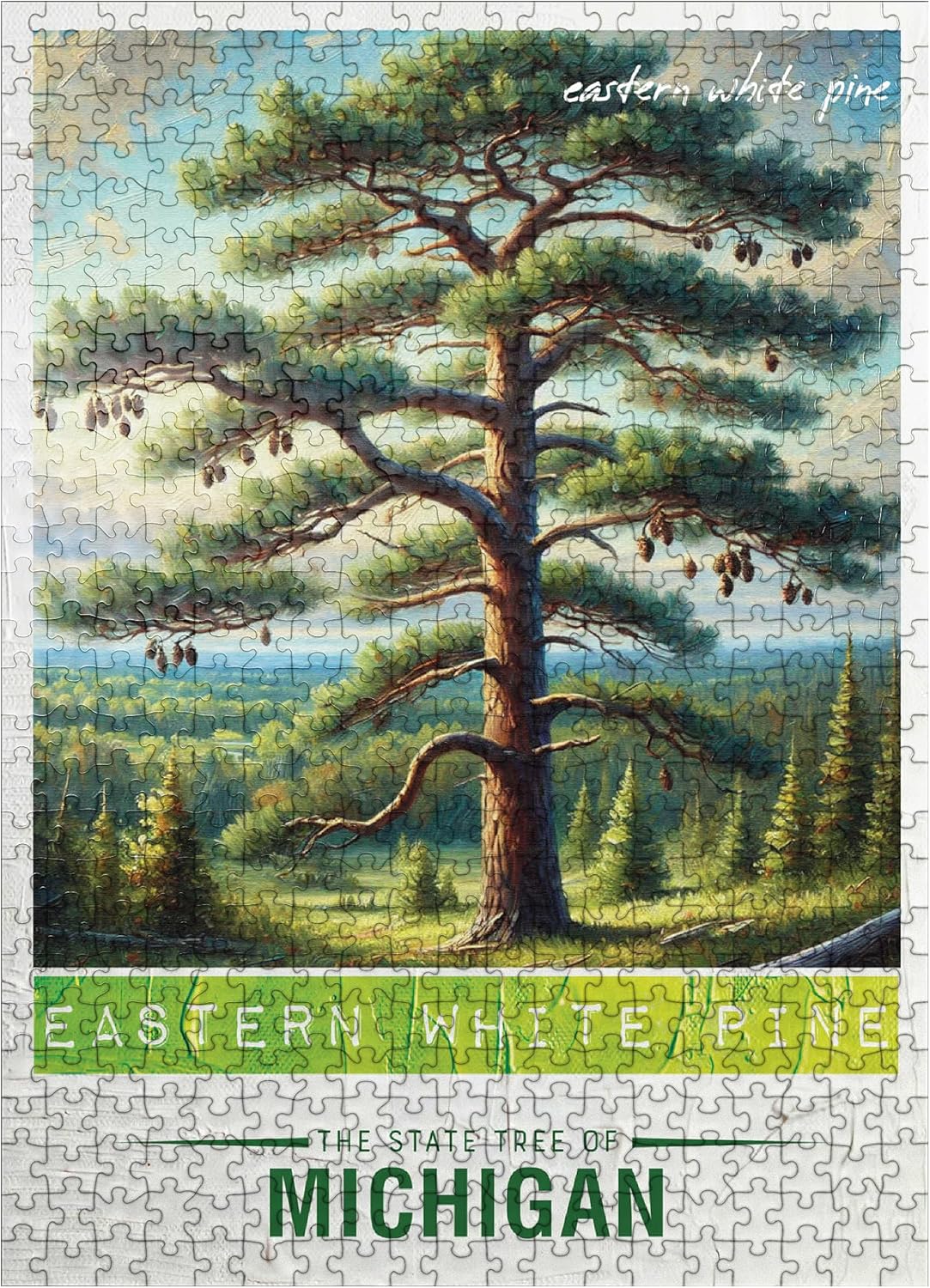 MyPuzzle State Trees Series: Michigan, Eastern White Pine - Premium 500 Piece Jigsaw Puzzle for Adults