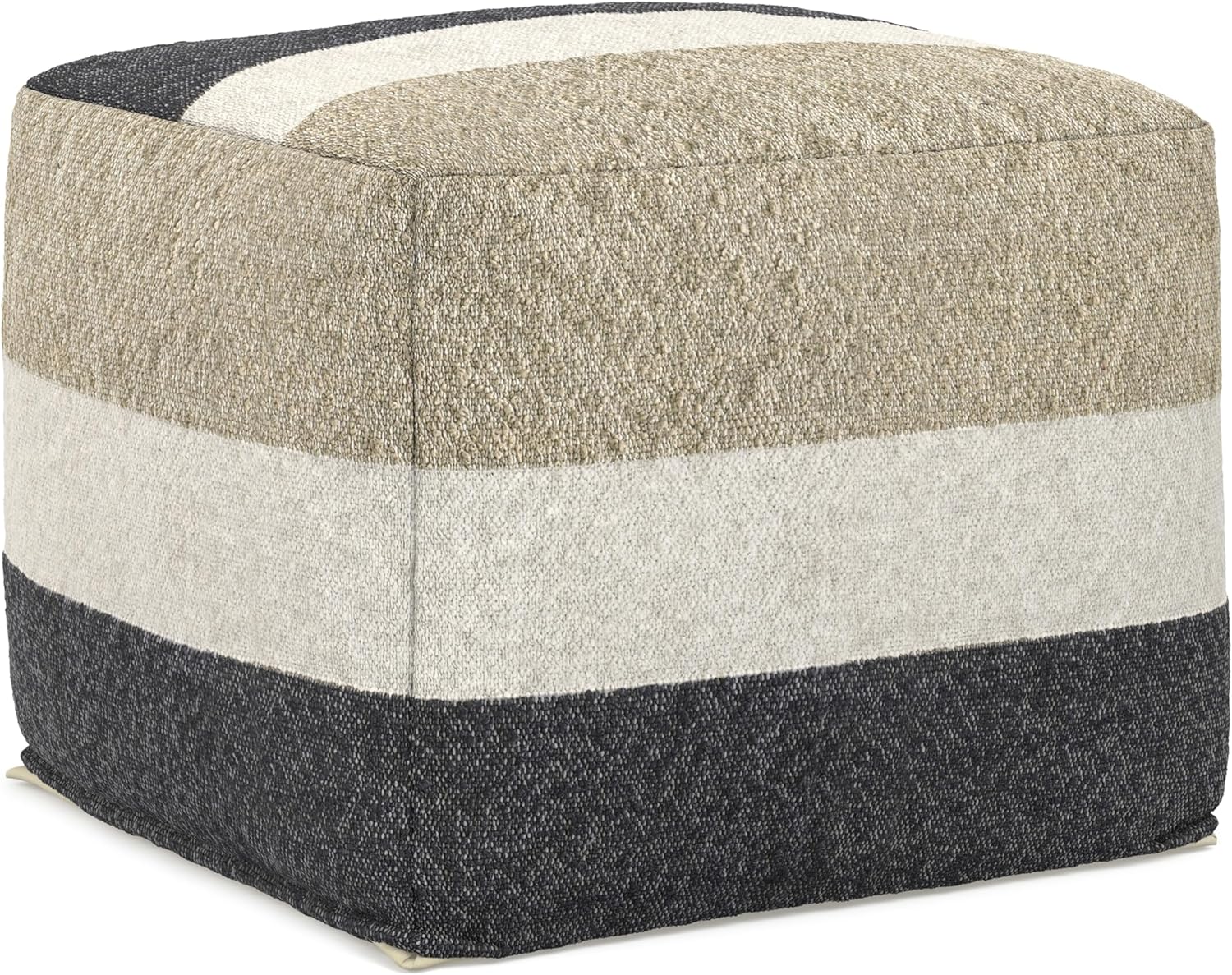 SIMPLIHOME Claudette Pouf - 18 inch Wide Upholstered Acrylic Fabric Square Ottoman in Multicolor, Boho Footstool for Living Room, Bedroom, or Dorm Room with Polystyrene Filling, Assembled